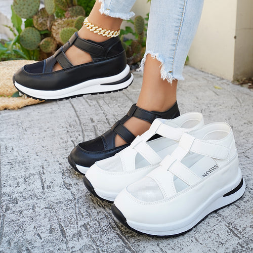 Damen Bequeme und atmungsaktive Sneakers mit Klettverschluss EB