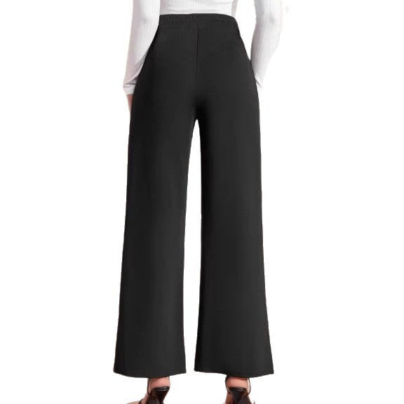Damen nan hohe Taillenhose mit weitem Bein, maritim inspirierten Zierknöpfen EB
