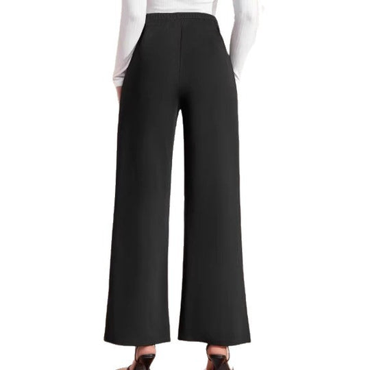 Damen nan hohe Taillenhose mit weitem Bein, maritim inspirierten Zierknöpfen EB