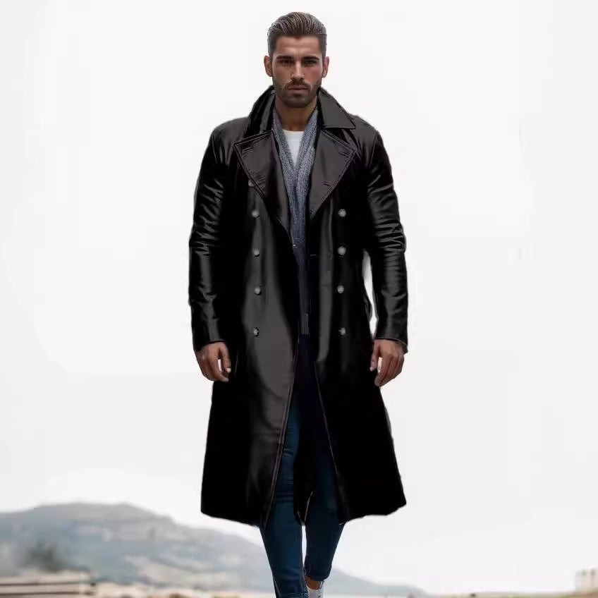 Herren eleganter und glänzender Trenchcoat EB