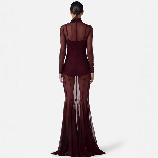 Damen Elegantes und transparentes Abendkleid EB