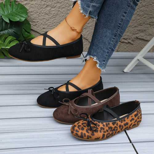 Damen Ballerinas mit verstellbarem Riemendesign und modischem Leopardenmuster EB