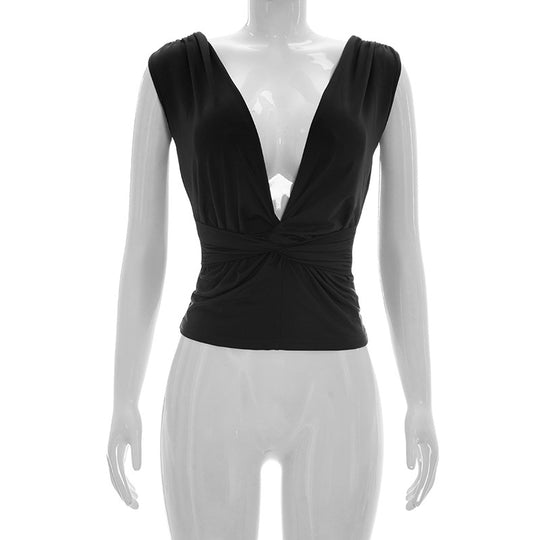 Damen Wickeloberteil mit tiefem V-Ausschnitt und elegantem Knotendetail EB