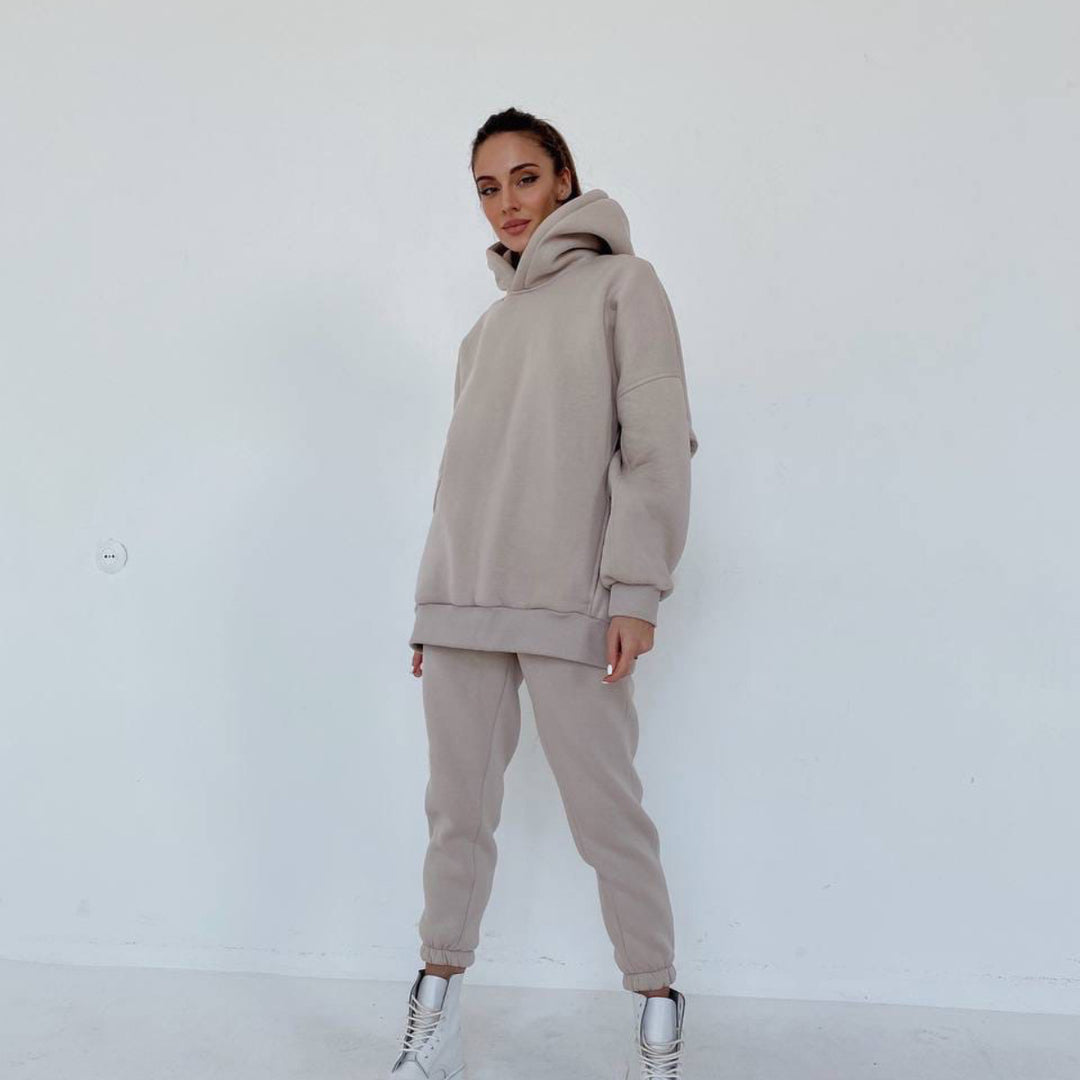 Damen nan oversized Kapuzen-Loungewear-Set mit extragroßer Kapuze und taillierter Jogginghose EB