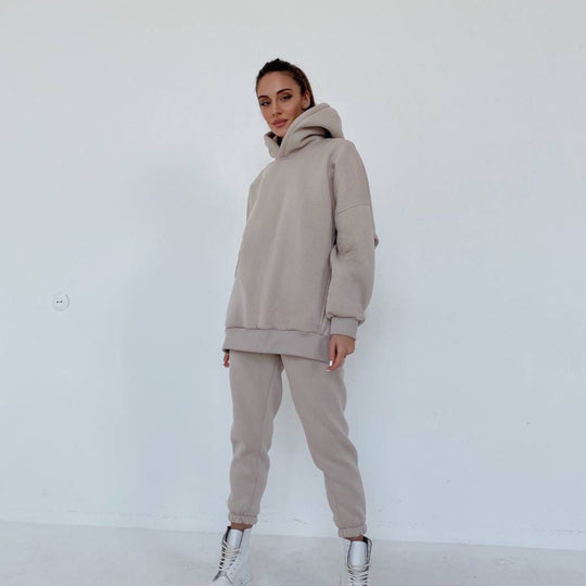 Damen nan oversized Kapuzen-Loungewear-Set mit extragroßer Kapuze und taillierter Jogginghose EB