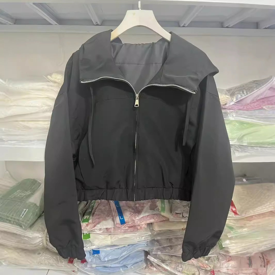 Damen modische Kapuzenjacke mit elastischem Bund und praktischem Reißverschluss EB