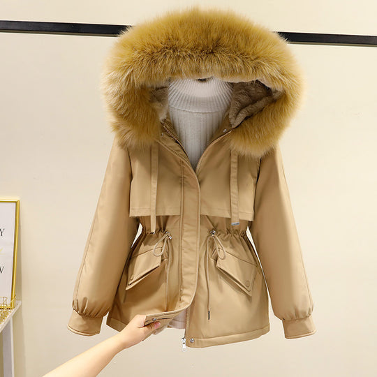 Damen Winterjacke mit funktionalem Reißverschluss und abnehmbarem Kunstpelzkragen EB