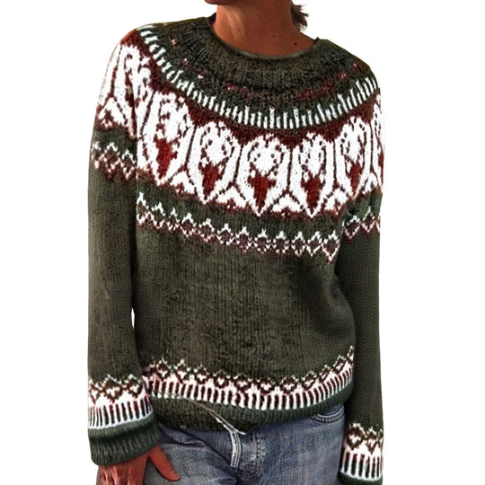 Damen nan Norwegerpullover aus Wollmix mit Rundhalsausschnitt und traditionellem Fair-Isle-Yoke EB