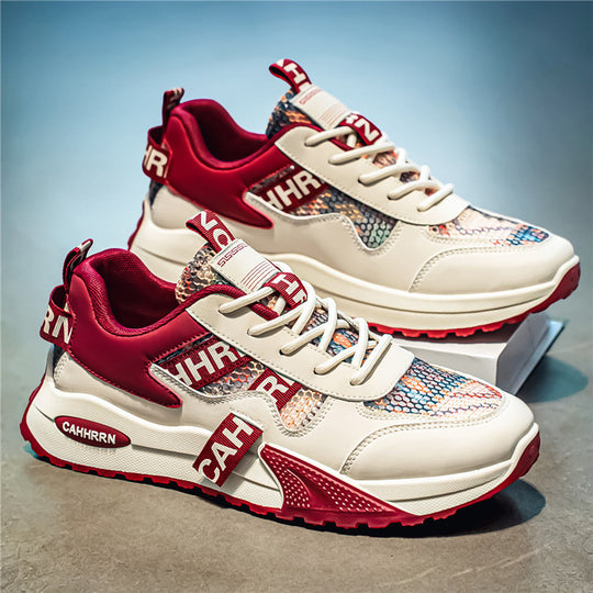 Unisex Plateau-Chunky-Sneaker mit Reptilprägung, gepolstertem Schaft und stoßdämpfender EVA-Zwischensohle EB