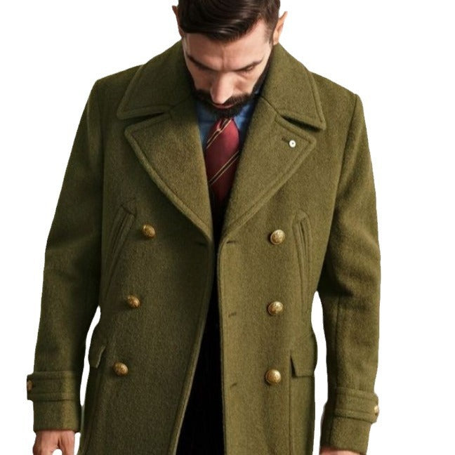 Herren modischer Doppeltbreasted Mantel mit praktischen Taschen EB