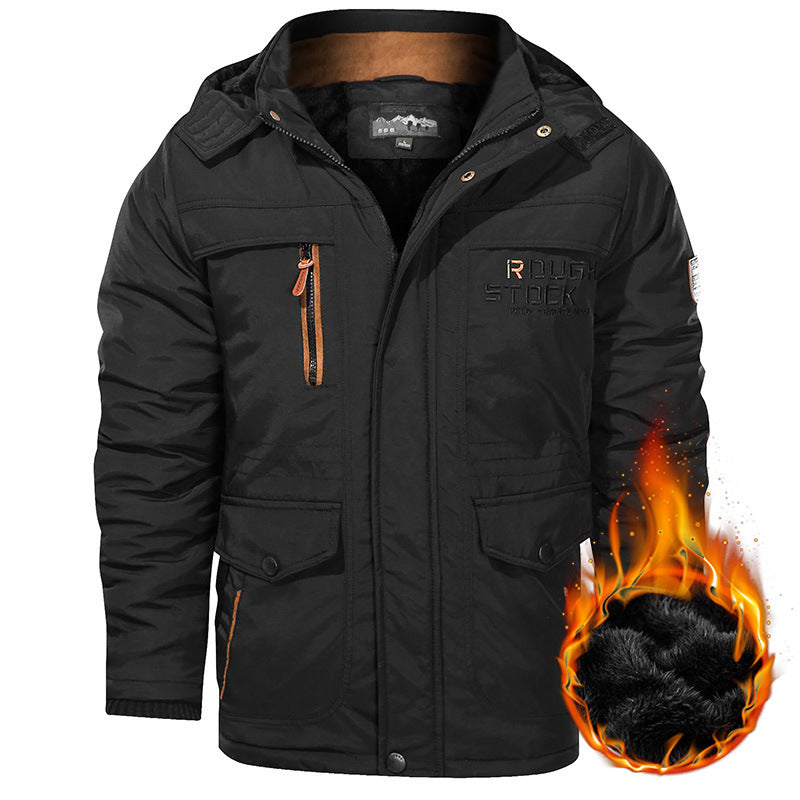 Herren nan isolierte Kapuzenparka mit Sherpa-Innenfutter, winddichter Front und Multifunktions-Taschen EB