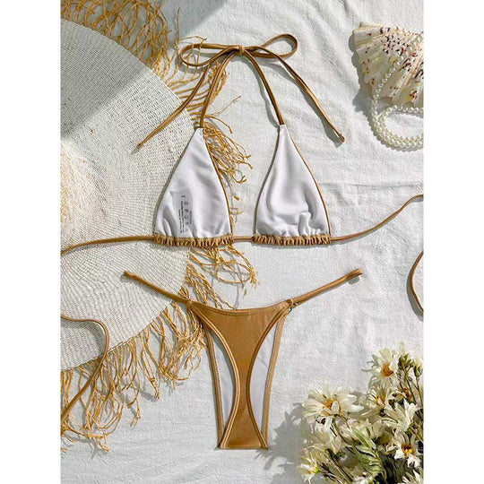 Damen Triangel-Bikini mit fransigem Design EB