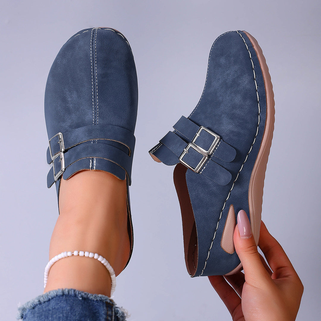 Damen Clogs mit modischem Doppelschnallen-Design und ergonomischer Fußbettung EB