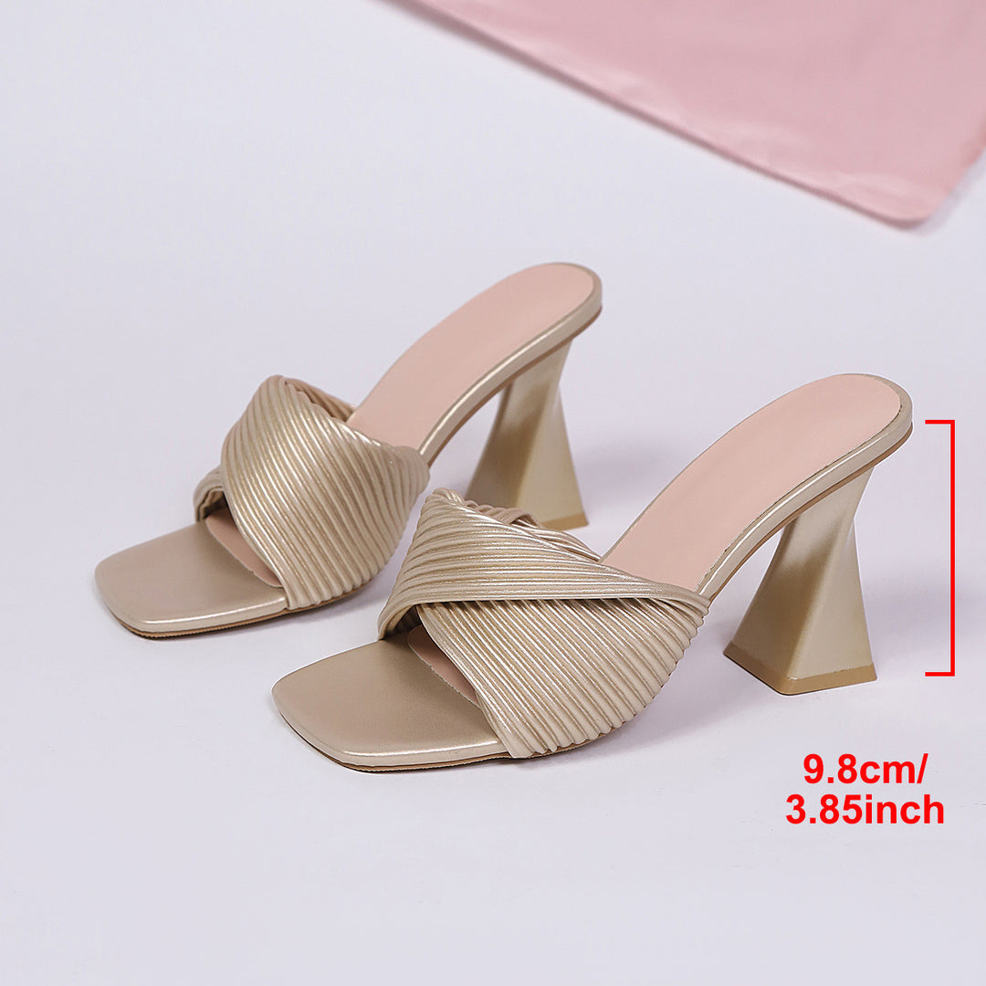 Damen elegante Plateau-Pantoletten mit geflochtenem Riemendesign EB