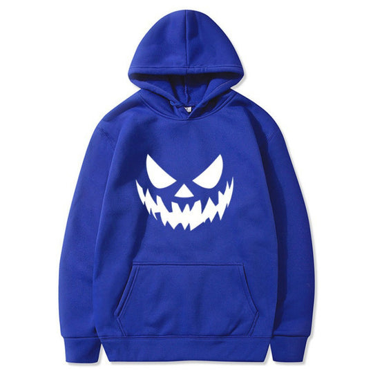 Unisex nan Kapuzenpullover mit gruseligem Kürbisgesicht-Print und Oversize Kängurutasche EB