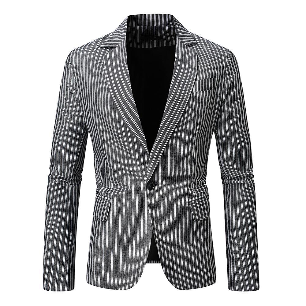 Herren nan gestreiftes Slim-Fit Sakko mit schmalem Revers und Single-Button EB