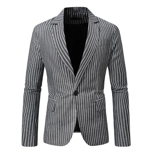 Herren nan gestreiftes Slim-Fit Sakko mit schmalem Revers und Single-Button EB