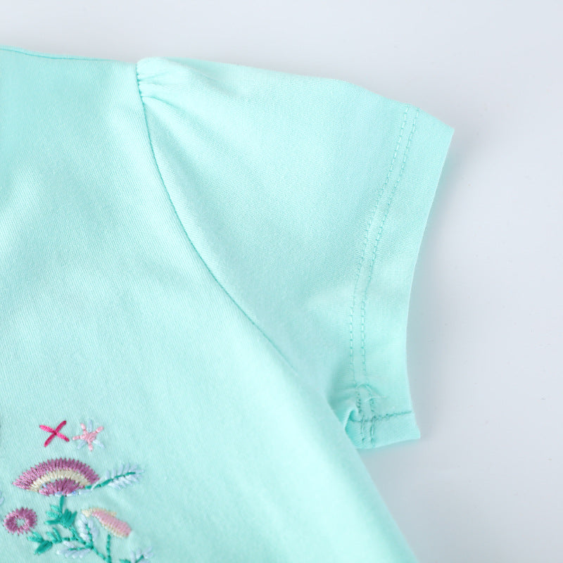 Mädchen Kurzarm Freizeitkleid mit bezauberndem Einhorn-Design EB