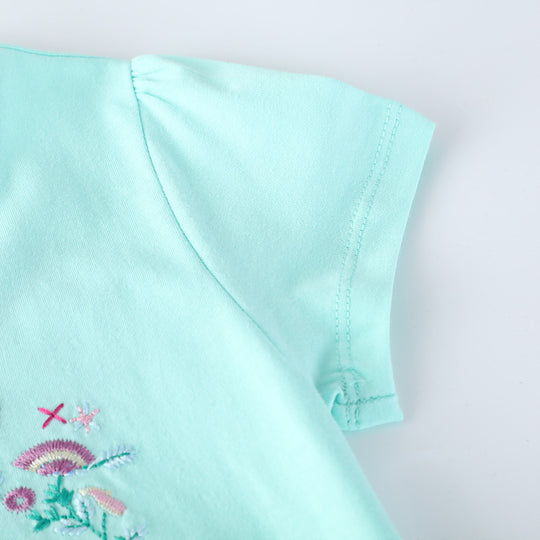 Mädchen Kurzarm Freizeitkleid mit bezauberndem Einhorn-Design EB