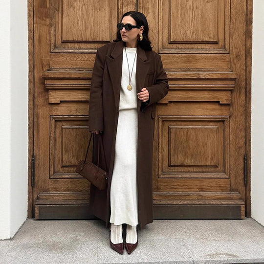Damen Übergröße langes Blazer mit Taschen und klassischem Schnitt EB