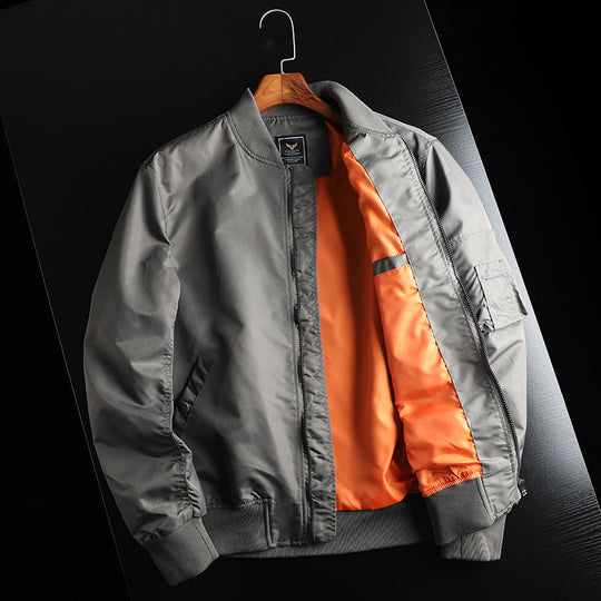 Herren nan windabweisende Nylon-Bomberjacke im MA-1 Stil mit Ärmeltasche und gerippten Bündchen EB