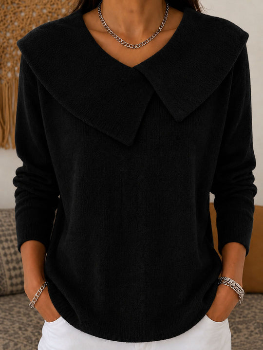 Damen Grobgestrickter Strickpullover mit übergroßem Matrosenkragen EB