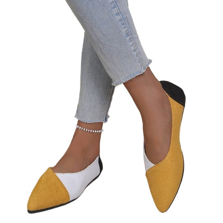 Damen Ballerinas mit spitz zulaufender Sohle und modischem Farbkontrast EB