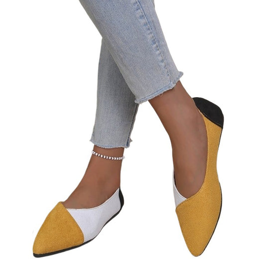 Damen Ballerinas mit spitz zulaufender Sohle und modischem Farbkontrast EB