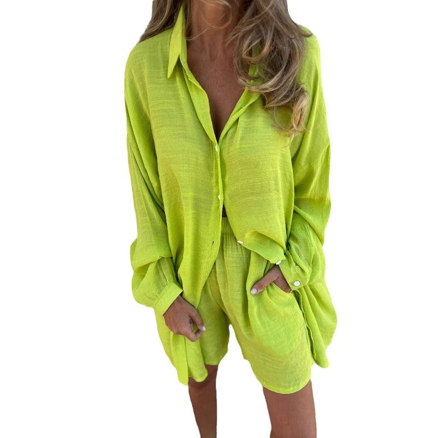 Damen Oversize Hemdkleid mit Knopfverschluss und Rollkragen EB