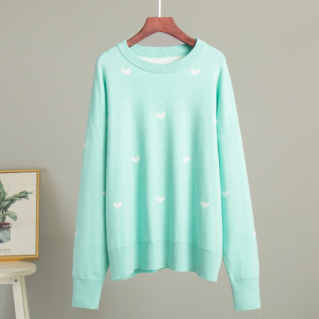 Damen Lässiger Pullover mit Herz-Muster EB
