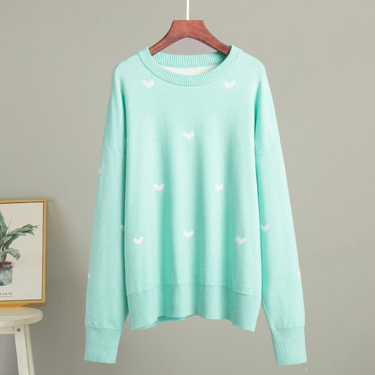 Damen Lässiger Pullover mit Herz-Muster EB
