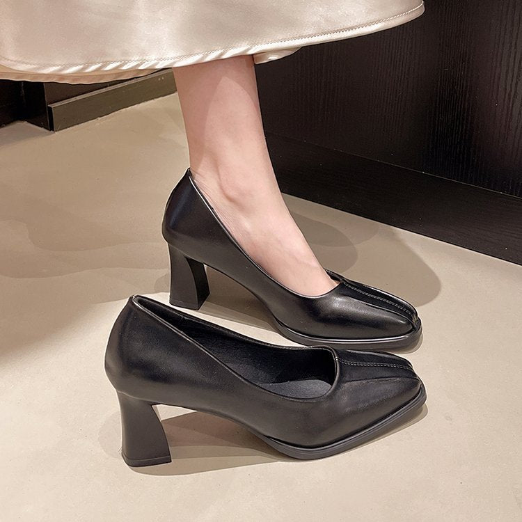 Damen elegante High Heels mit quadratischer Kappe und feinem Obermaterial EB