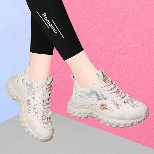 Damen modische und komfortable Trend-Sneaker mit atmungsaktivem Mesh-Obermaterial EB