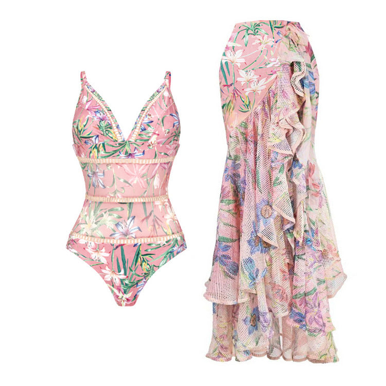 Damen Bikiniset mit eleganten, langen transparenten Ärmeln EB