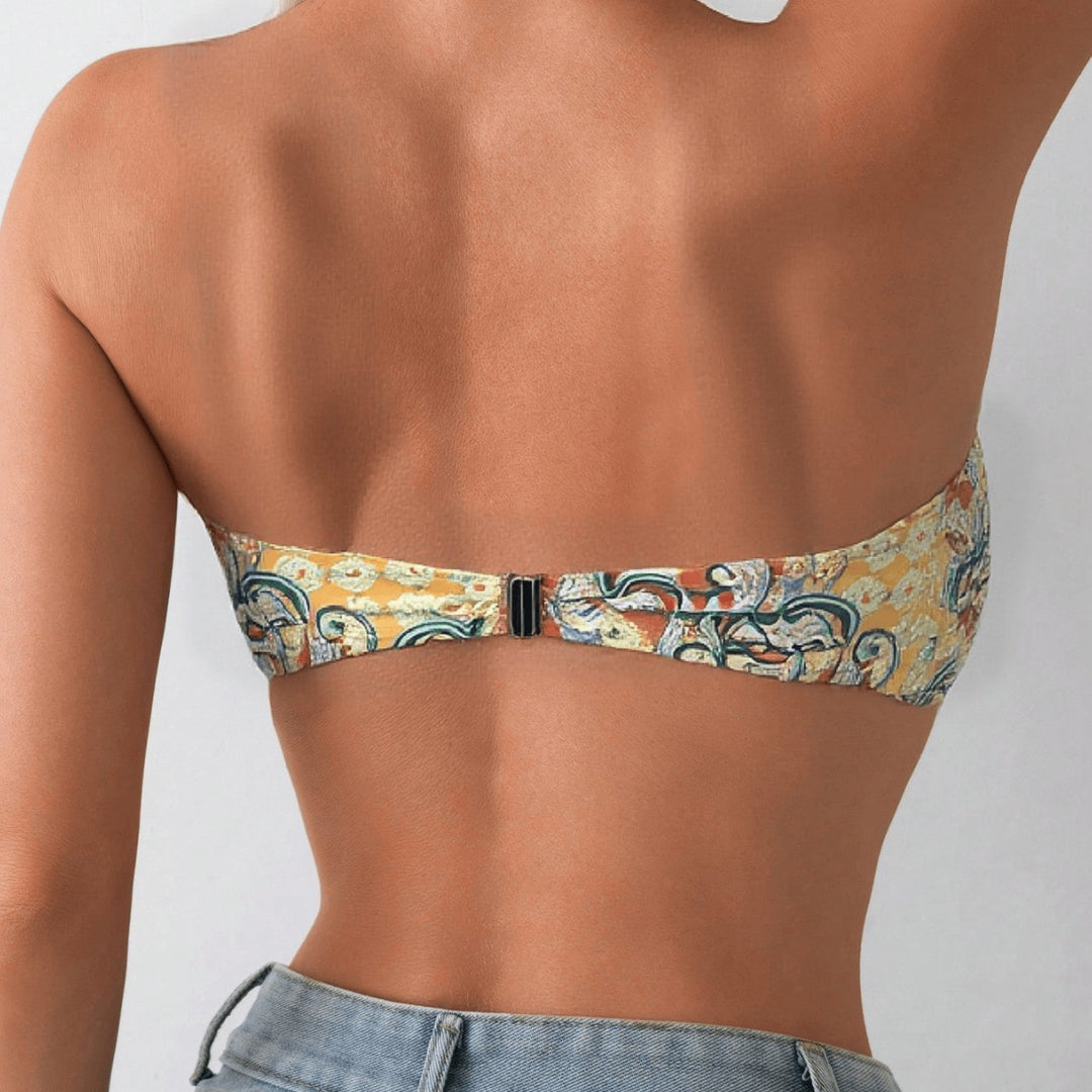 Damen Bandeau-Bikini-Oberteil mit verspieltem Muster EB