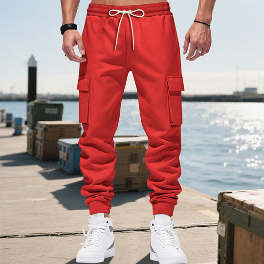 Herren nan Cargo-Jogginghose mit mehrfachen Cargotaschen und elastischem Bund EB