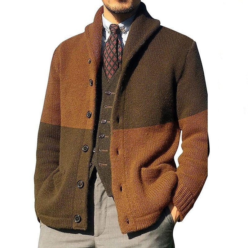 Herren modische Strickjacke mit anspruchsvoller Farbblockierung EB