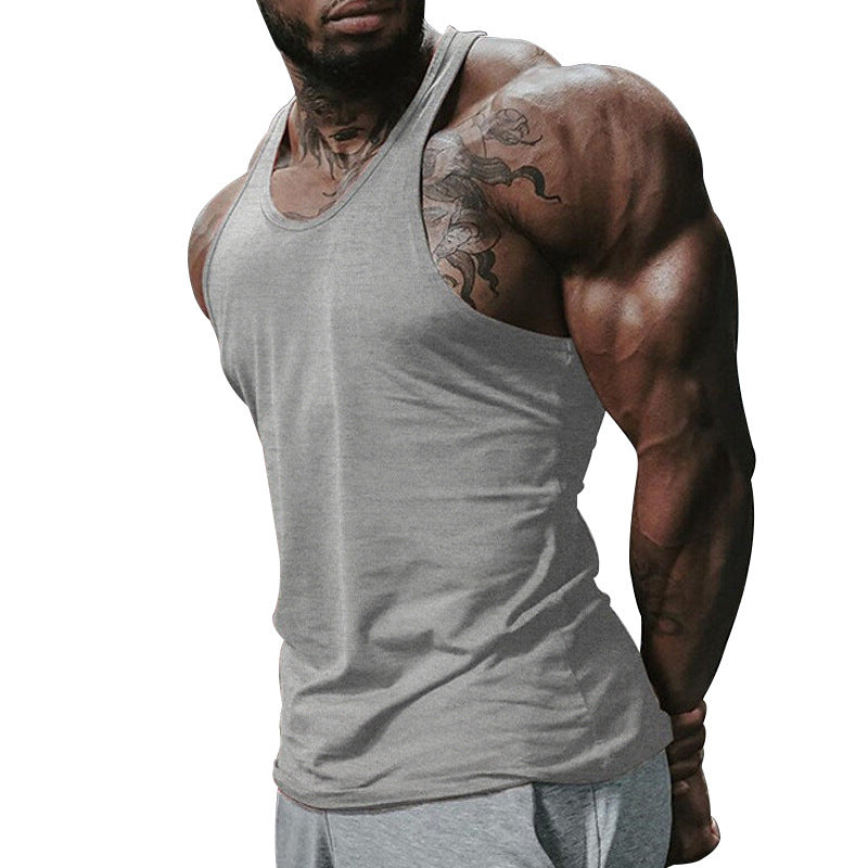 Herren atmungsaktives Fitness Tanktop mit Racerback-Design und körperbetontem Schnitt EB