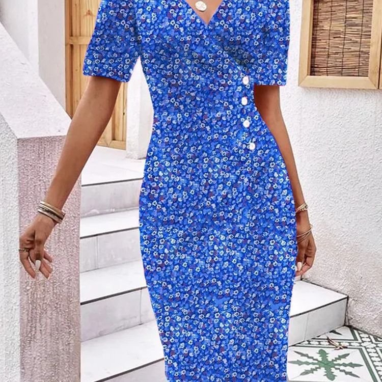 Damen Blumenkleid im Wickelstil von EB