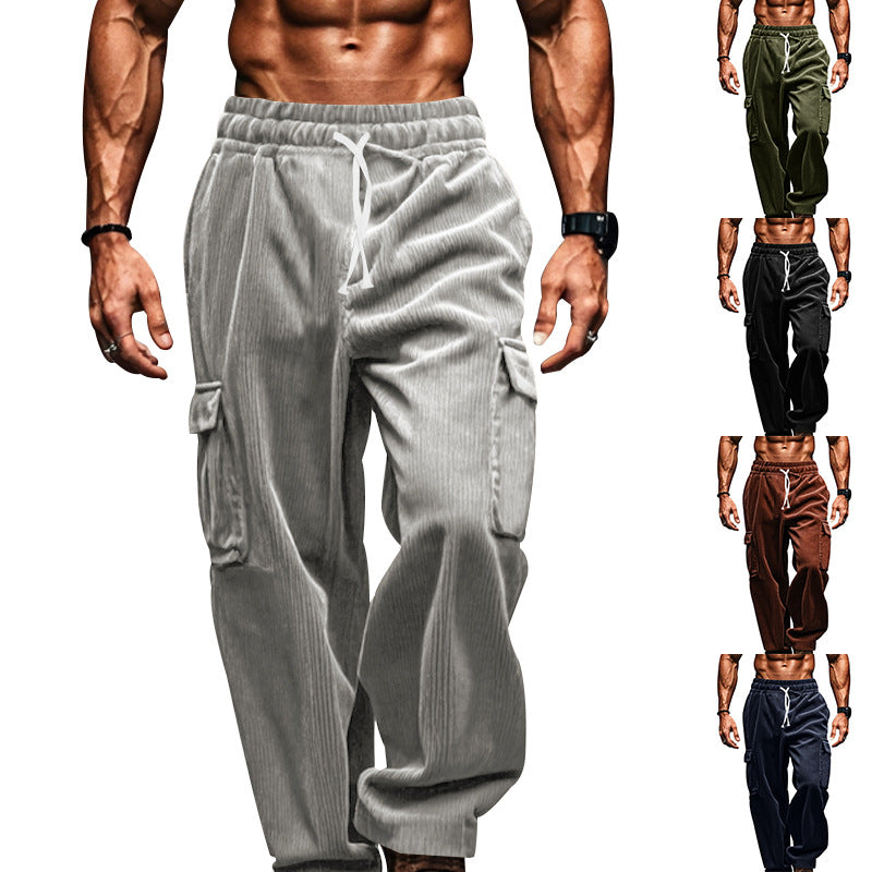 Herren weite Cargo-Hose mit funktionalen Taschen und elastischem Bund EB