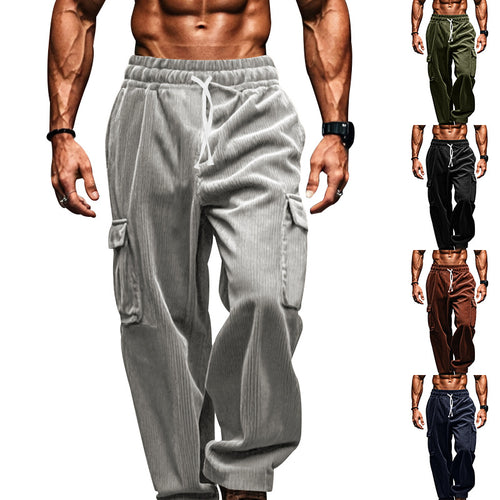 Herren nan oversized Cord-Cargohose mit elastischem Kordelzugbund und Mehrfachtaschen EB