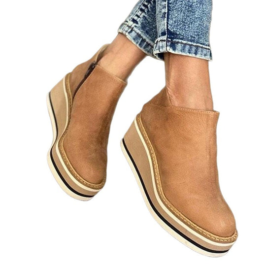 Damen Wedge-Stiefeletten mit raffiniertem Reißverschluss EB