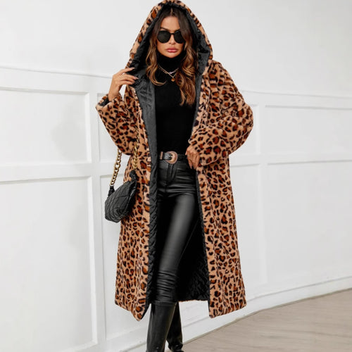 Damen Felljacke im Leopardenmuster EB