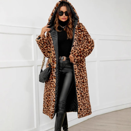 Damen Übergroße Kuscheljacke mit Leopardenmuster EB