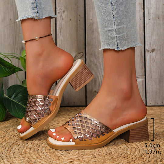 Damen Offene Wedge-Pantoletten mit modischem Netzdesign EB