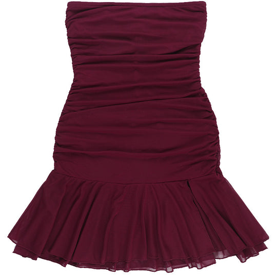 Damen Kleid mit raffiniertem Rüschendetail und seitlichem Schlitz EB