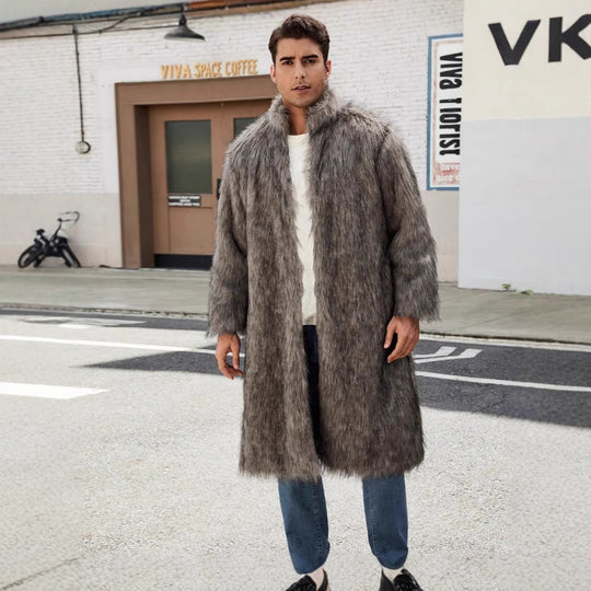 Herren Eleganter und kuscheliger Langmantel aus Kunstfell EB