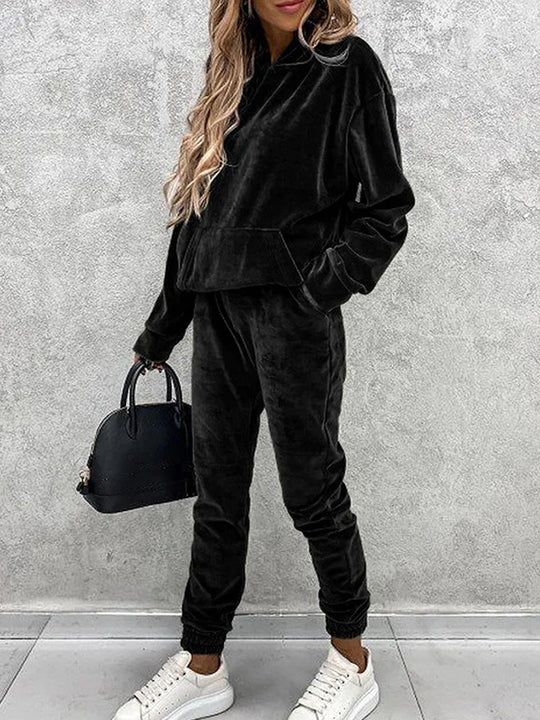 Damen kuscheliges Fleece-Set mit oversized Hoodie und bequemen Jogginghosen EB