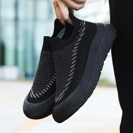 Damen Trendige Slip-On Sneakers mit atmungsaktiver Strickoberfläche und rutschfester Sohle EB