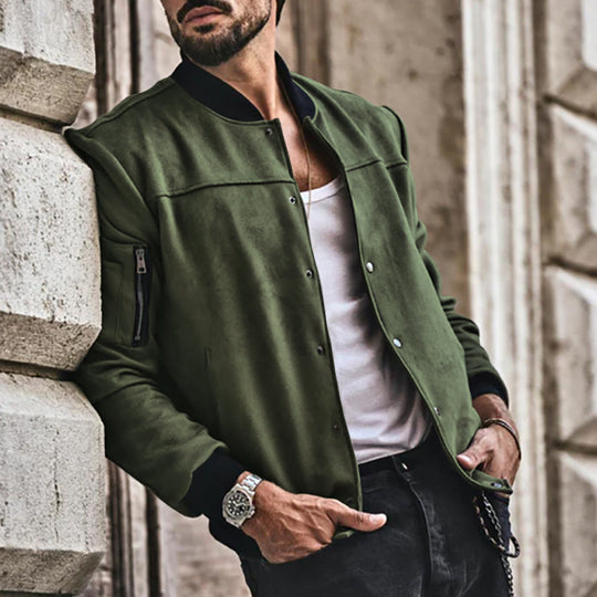 Herren sportliche Collegejacke mit seitlichen Reißverschlusstaschen EB
